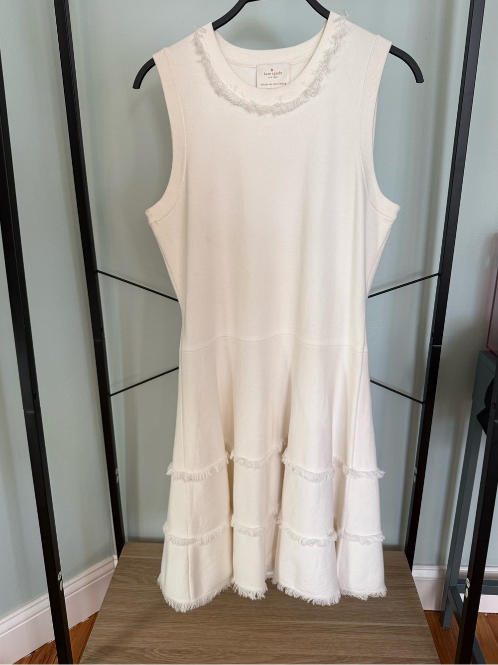 Kate Spade New York Cream Cotton Fringe Trim Dress - Size XL